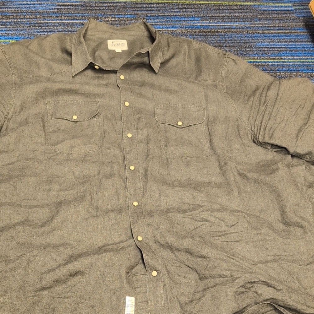 Lucky Brand Gray Casual Button Down Shirt